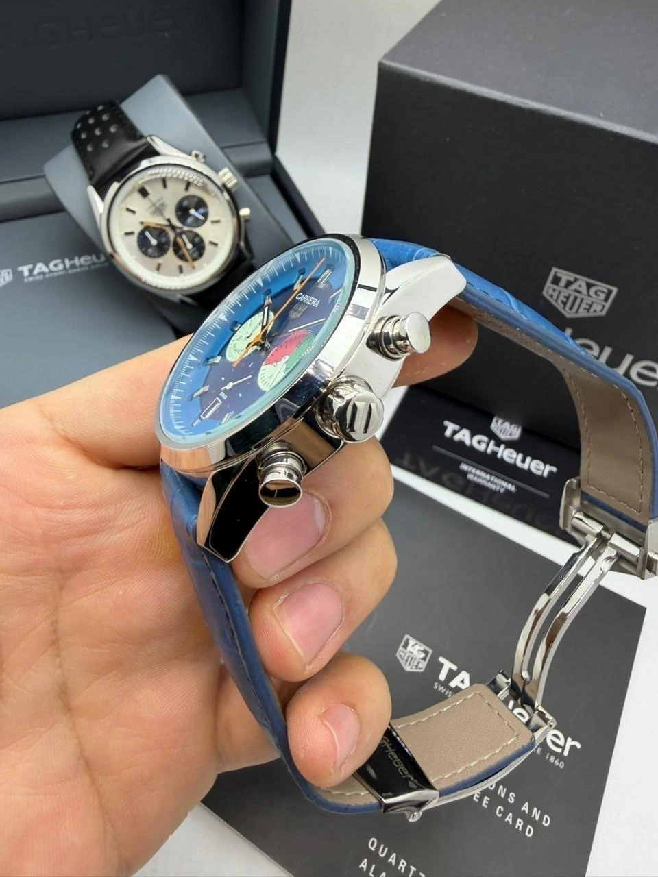 TAG Heuer Chrono Carrera 60 Th Anniversary 44mm - AÇO MOSTRADOR AZUL - COURO - Imagem 2