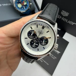 TAG Heuer Chrono Carrera 60 Th Anniversary 44mm - AÇO MOSTRADOR BRANCO - COURO