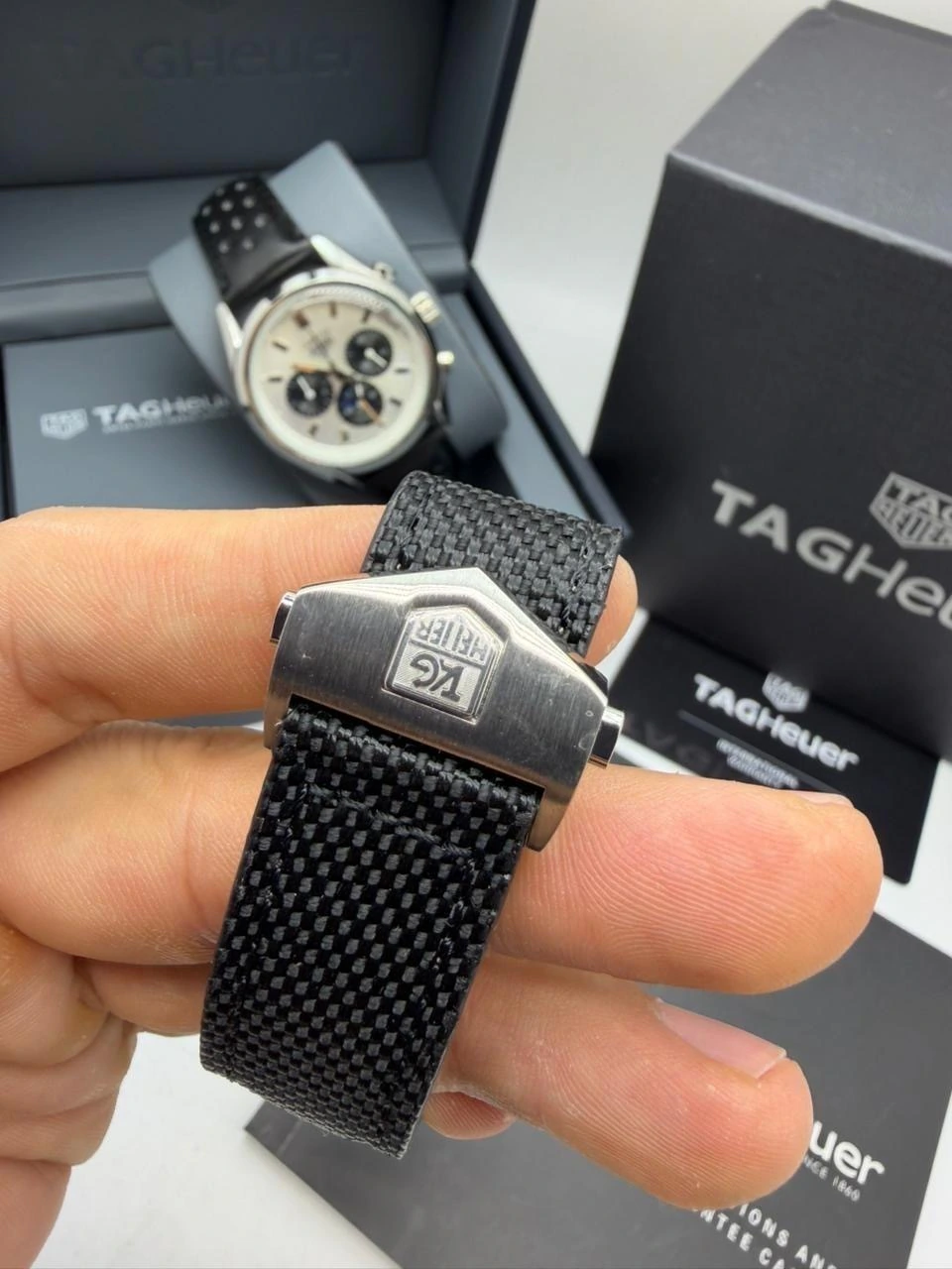 TAG Heuer Chrono Carrera 44mm - AÇO MOSTRADOR PRETO - COURO - Imagem 3