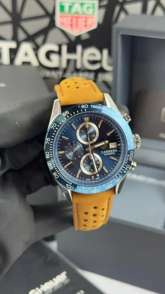 TAG Heuer Carrera 44mm - AÇO MOSTRADOR AZUL - COURO