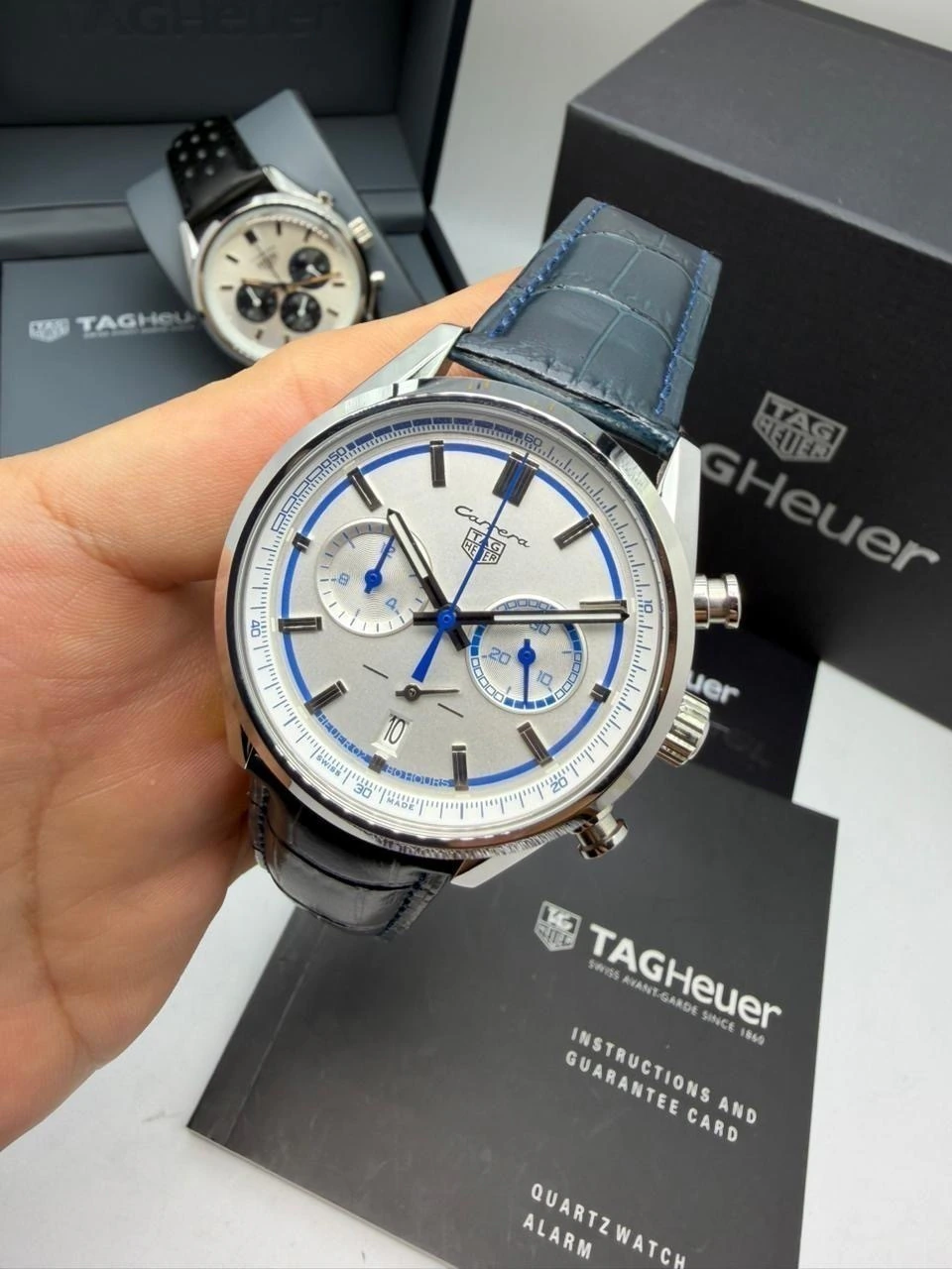 TAG Heuer Carrera 44mm - AÇO MOSTRADOR BRANCO - COURO
