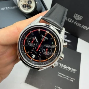 TAG Heuer Chrono Carrera 44mm - AÇO MOSTRADOR PRETO - COURO