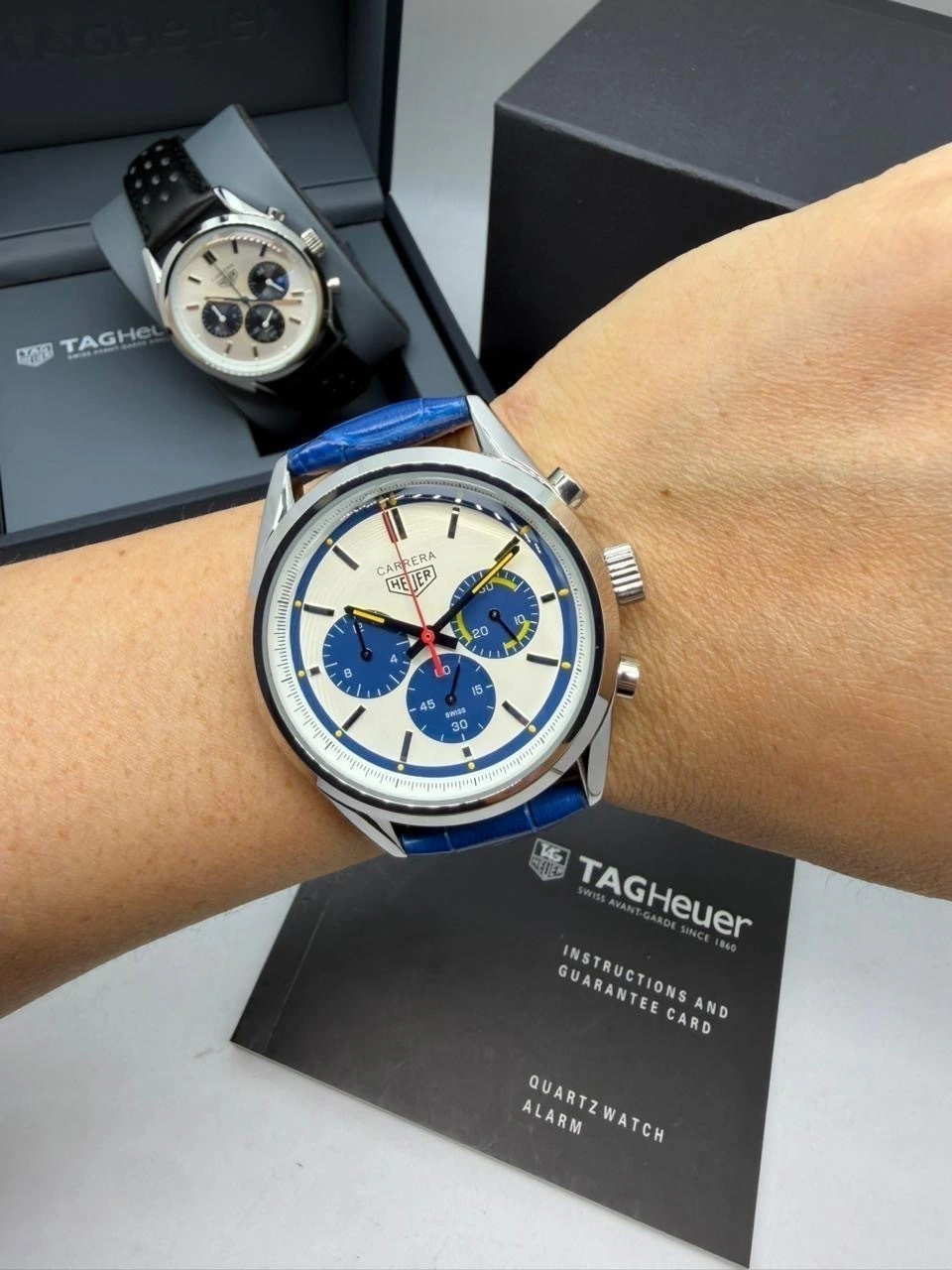 TAG Heuer Chrono Carrera 44mm - AÇO MOSTRADOR BRANCO - COURO - Imagem 3