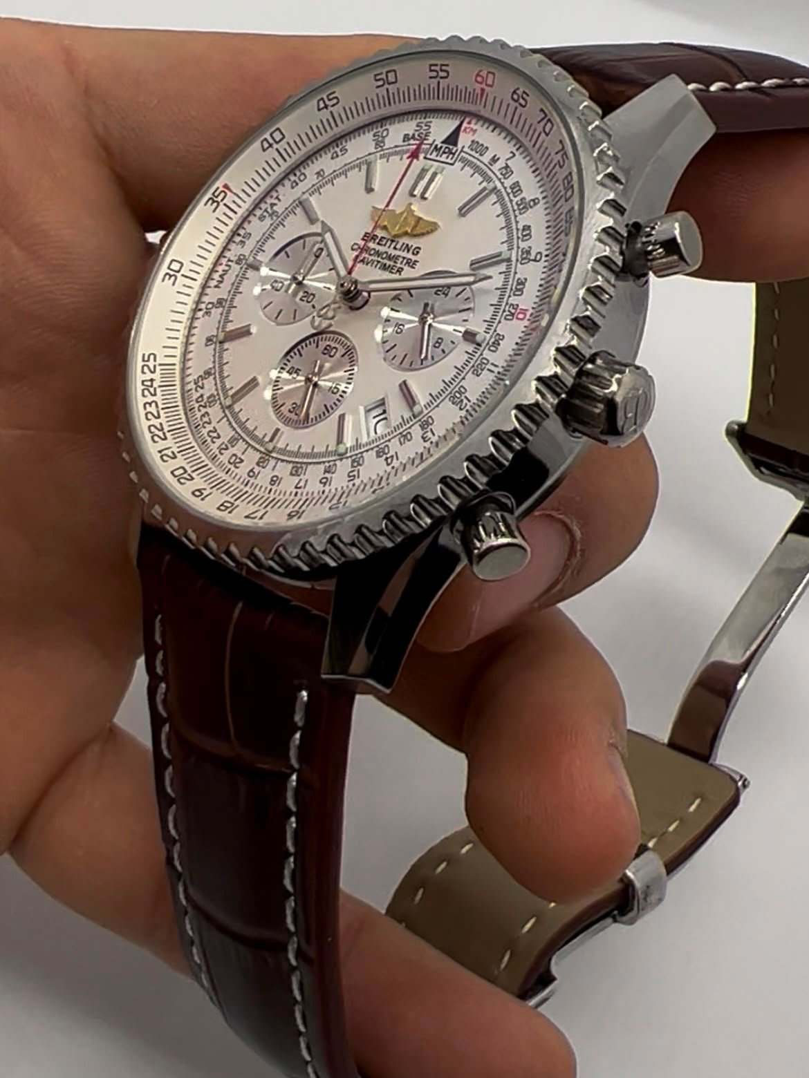 Breitling Navitimer 46mm - Aço Mostrador Branco - Couro - Imagem 6