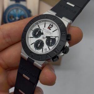 Bvlgari Aluminium Chronograph 40mm - Aço Mostrador Branco - SILICONE