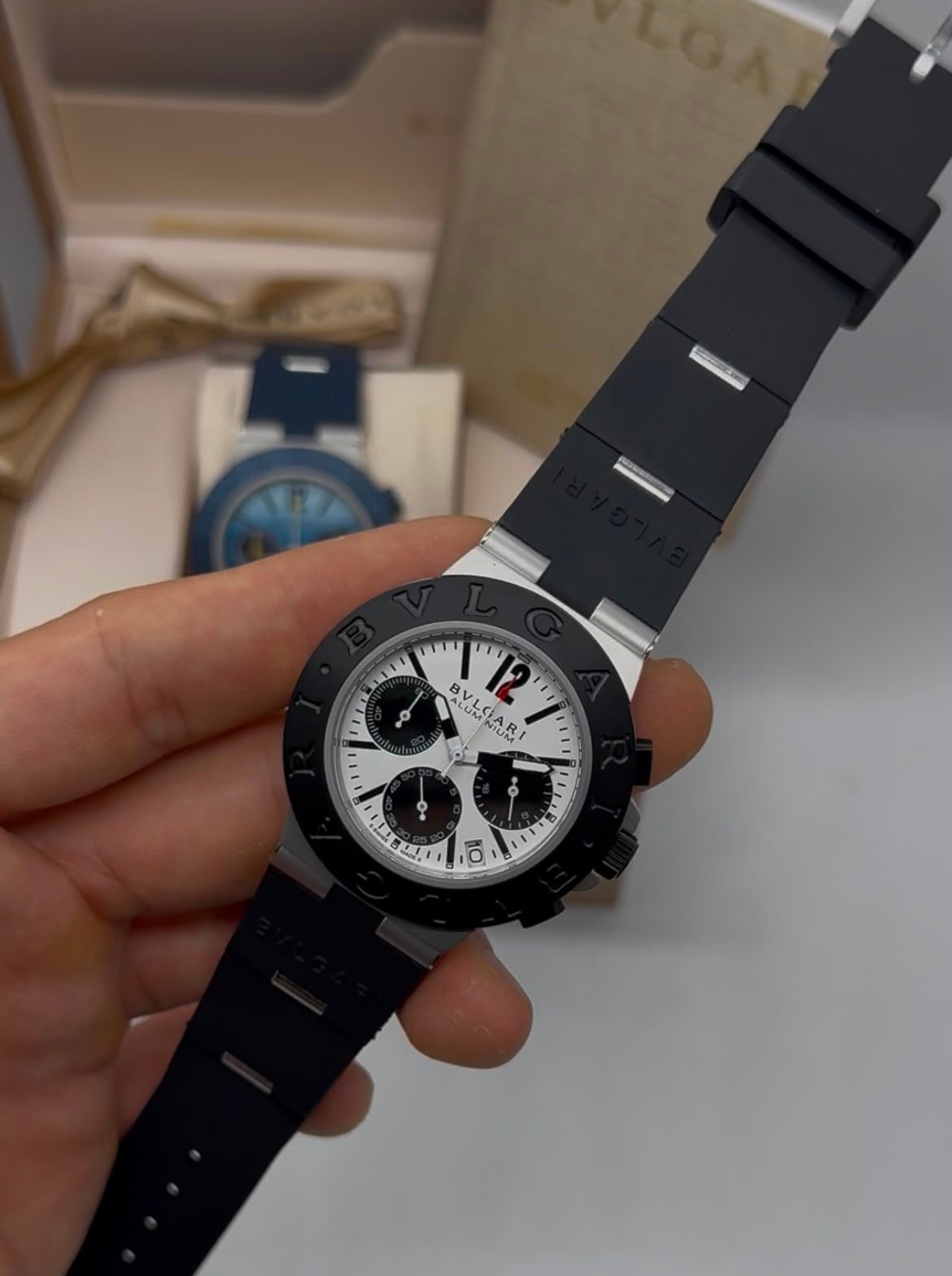 Bvlgari Aluminium Chronograph 40mm - Aço Mostrador Branco - SILICONE - Imagem 4