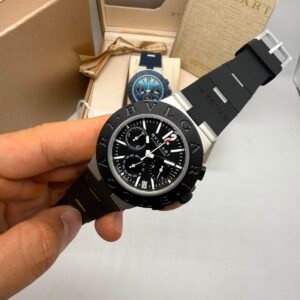 Bvlgari Aluminium Chronograph 40mm - Aço Mostrador Preto - SILICONE