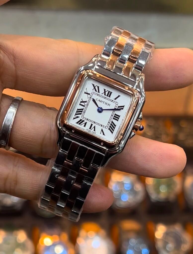 Cartier Panthère 21mm - Aço com dourado Mostrador Branco
