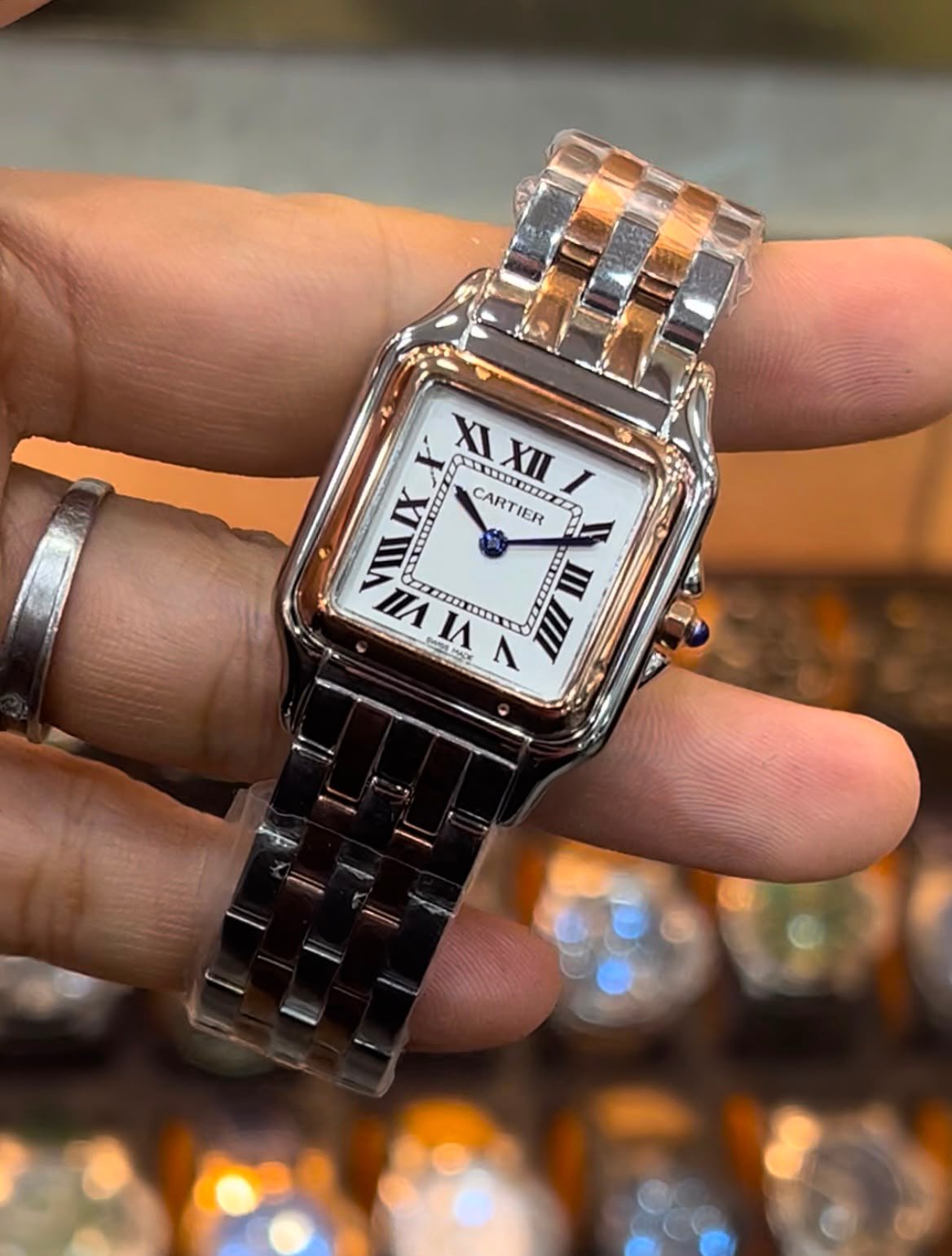 Cartier Panthère 21mm - Aço com dourado Mostrador Branco