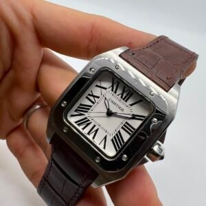 Cartier Santos Dumont 35mm - Aço Mostrador Branco - COURO