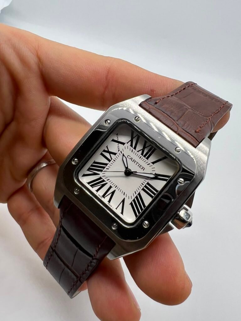 Cartier Santos Dumont 35mm - Aço Mostrador Branco - COURO