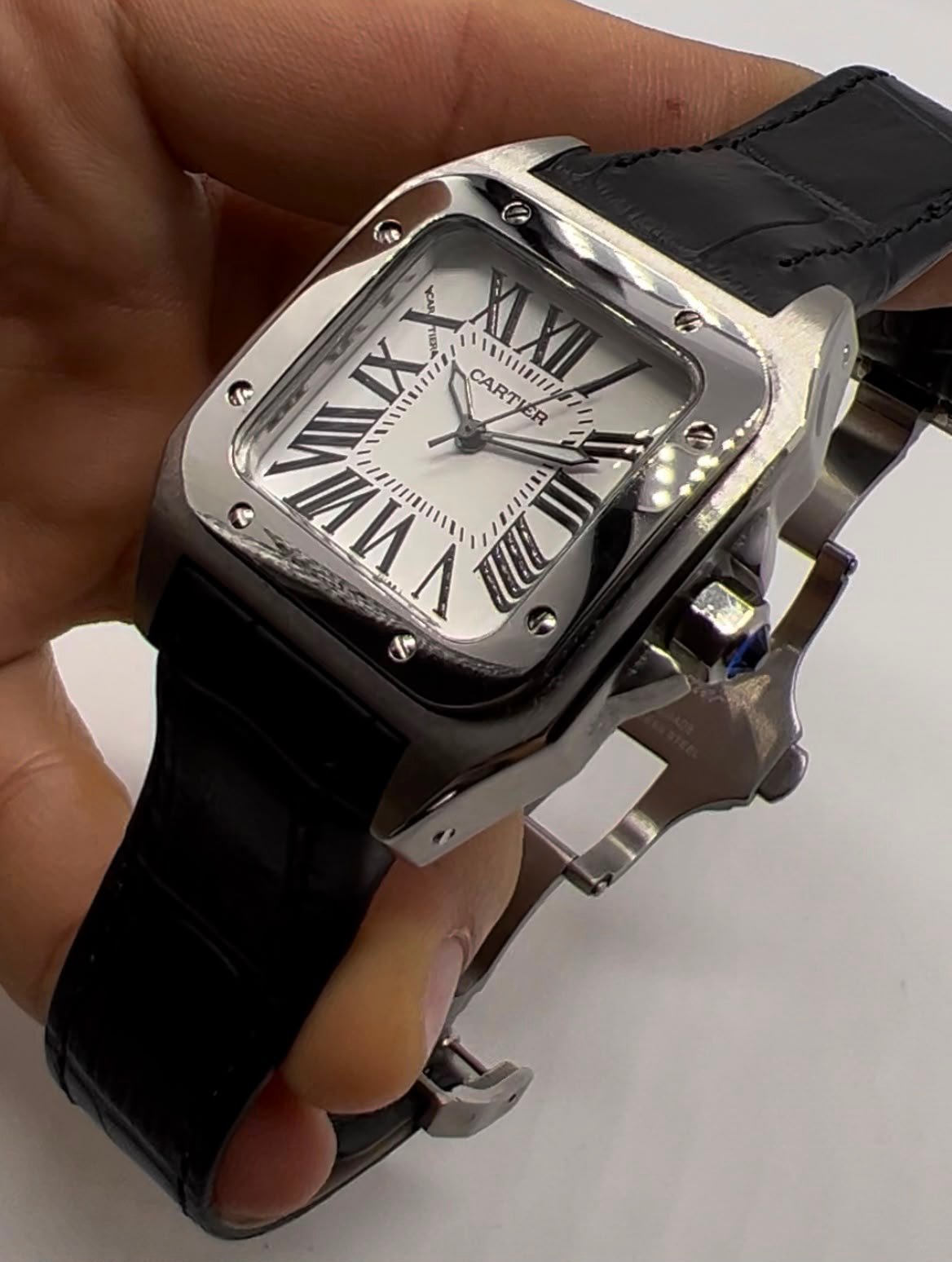 Cartier Santos Dumont 35mm - Aço Mostrador Branco - COURO - Imagem 6