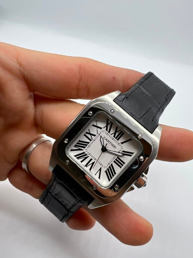 Cartier Santos Dumont 35mm - Aço Mostrador Branco - COURO
