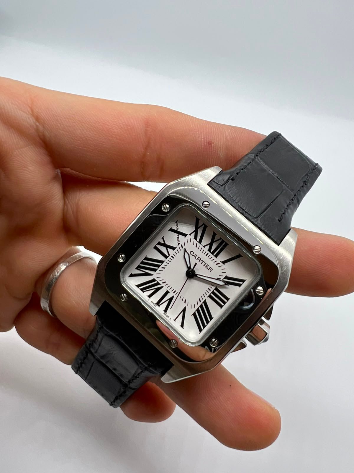 Cartier Santos Dumont 35mm - Aço Mostrador Branco - COURO