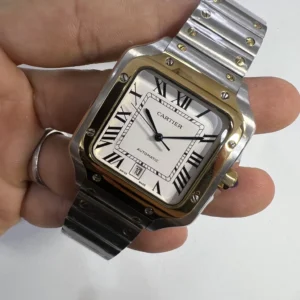 Cartier Santos Dumont 40mm - Aço com dourado Mostrador Branco