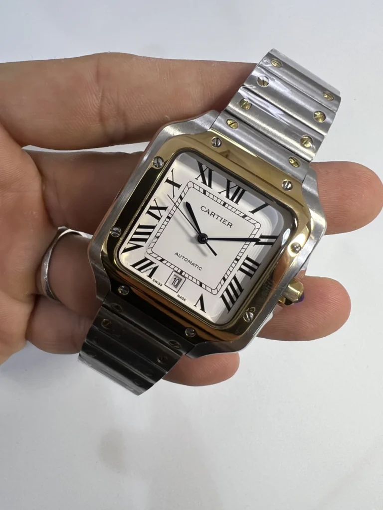 Cartier Santos Dumont 40mm - Aço com dourado Mostrador Branco