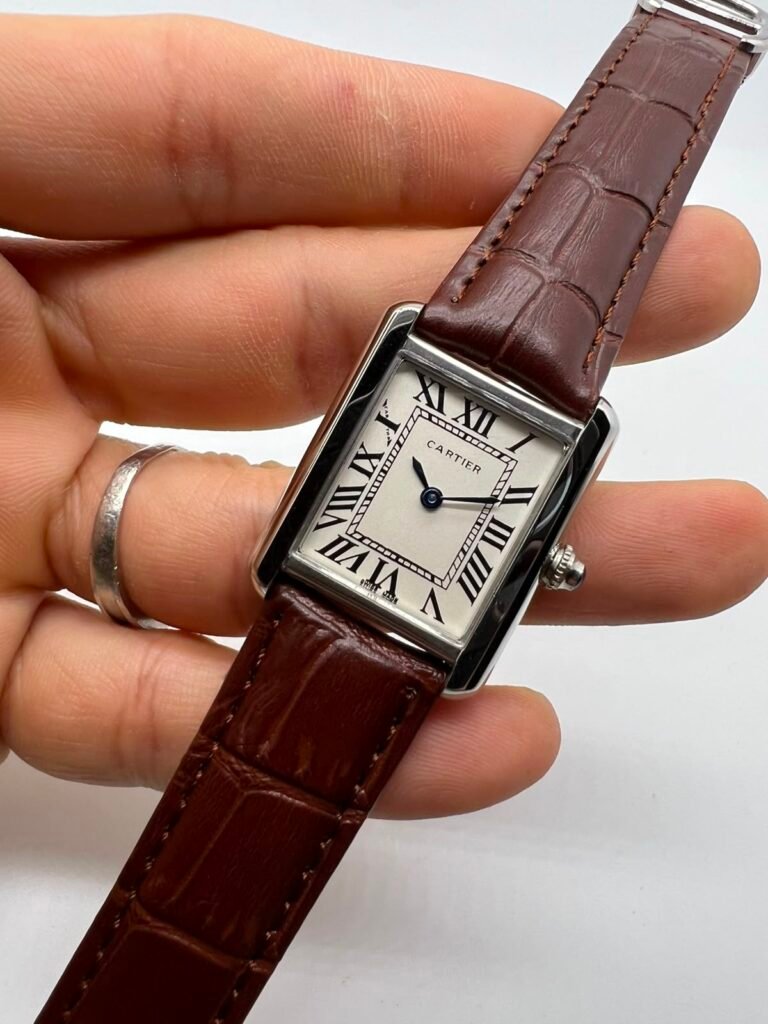 Cartier Tank Américaine 30mm - AÇO MOSTRADOR BRANCO - COURO