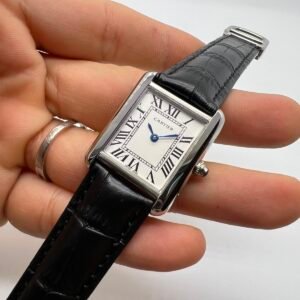 Cartier Tank Américaine 30mm - AÇO MOSTRADOR BRANCO - COURO