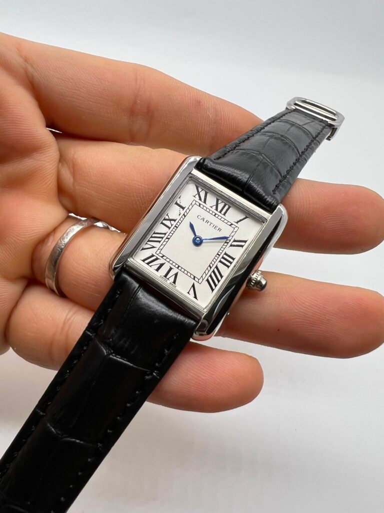 Cartier Tank Américaine 30mm - AÇO MOSTRADOR BRANCO - COURO