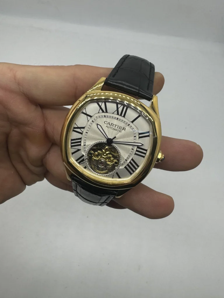 Cartier Tourbillon 44mm - Aço com dourado Mostrador Branco - COURO