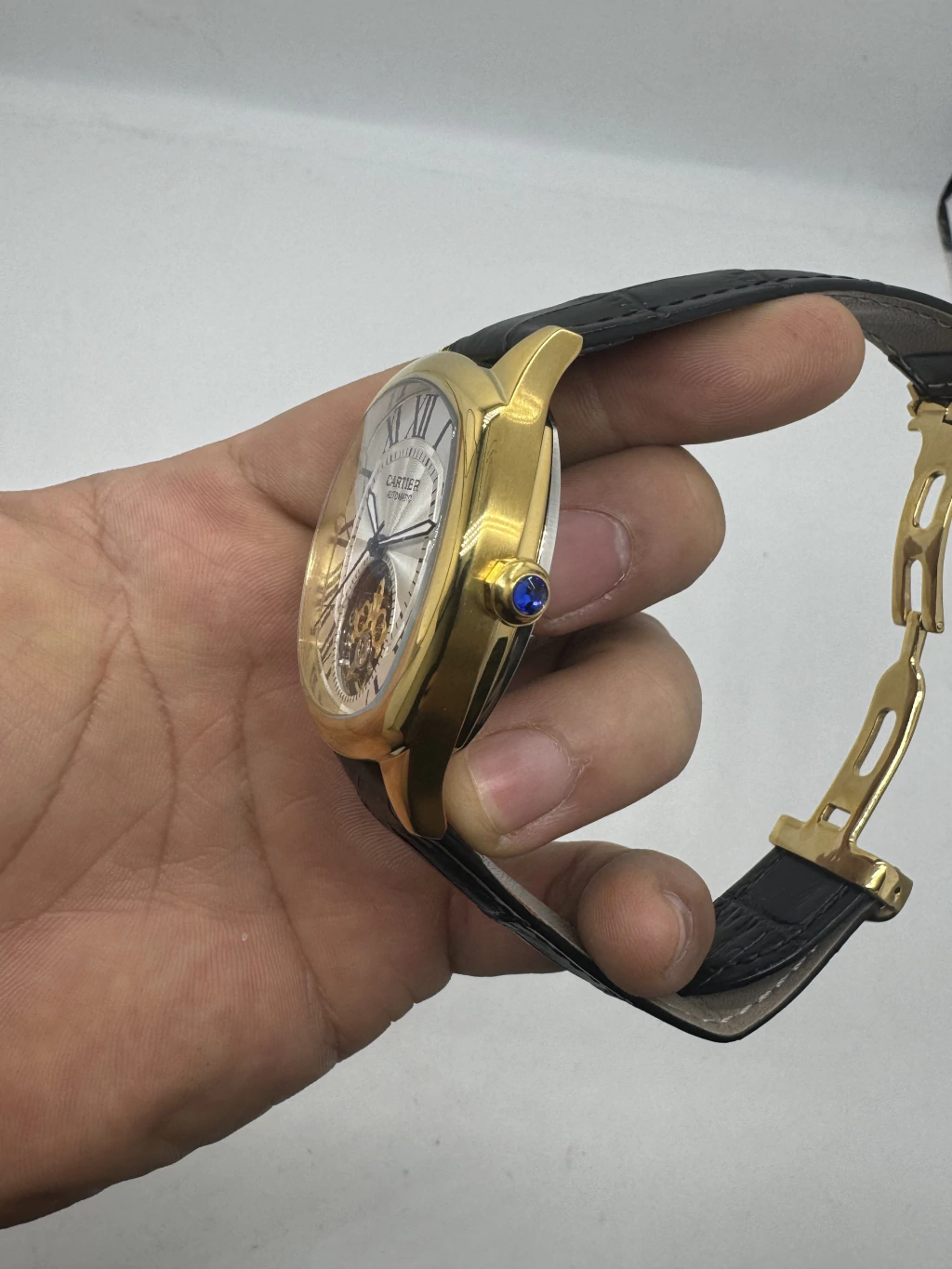 Cartier Tourbillon 44mm - Aço com dourado Mostrador Branco - COURO - Imagem 2