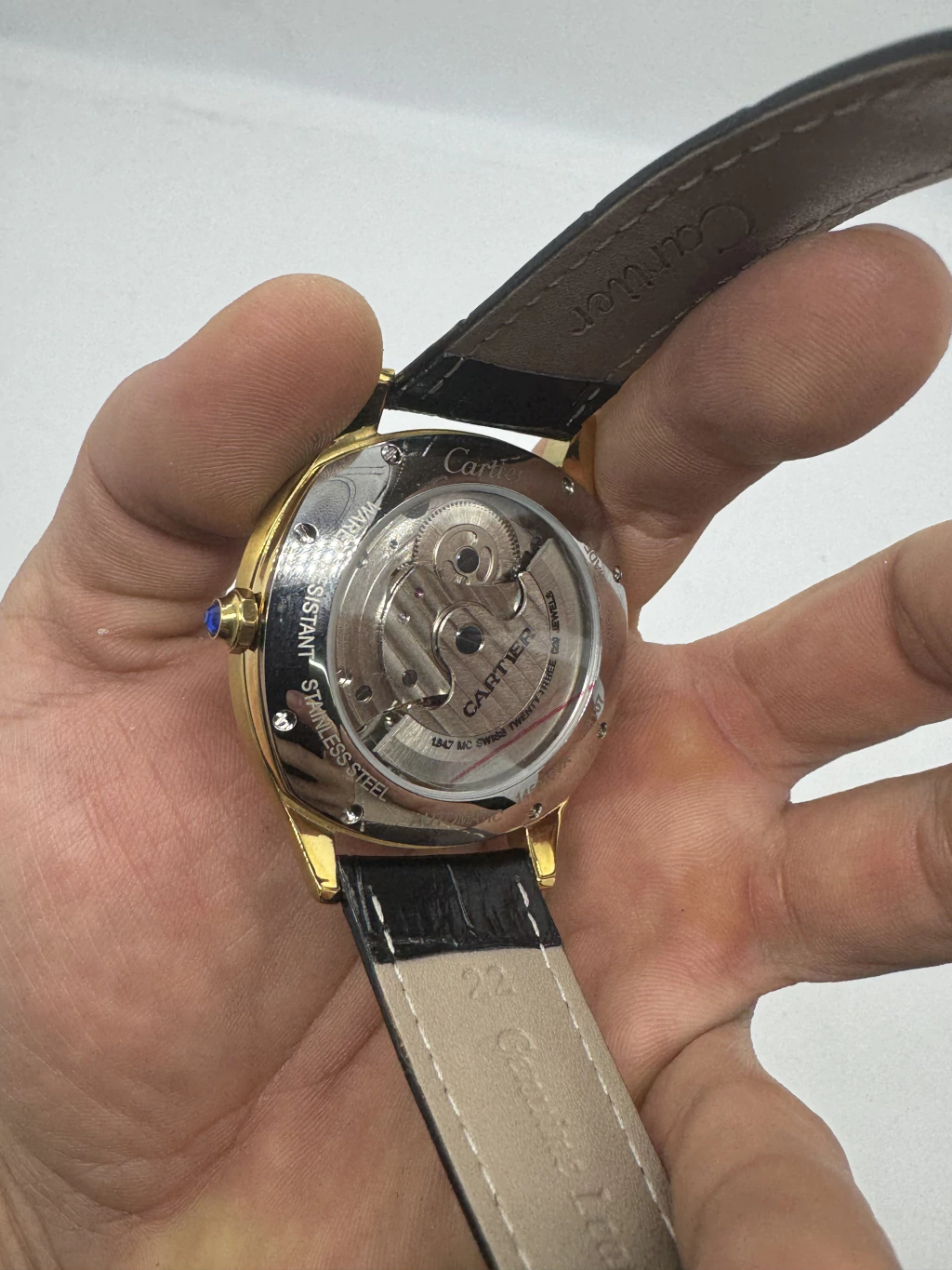 Cartier Tourbillon 44mm - Aço com dourado Mostrador Branco - COURO - Imagem 3