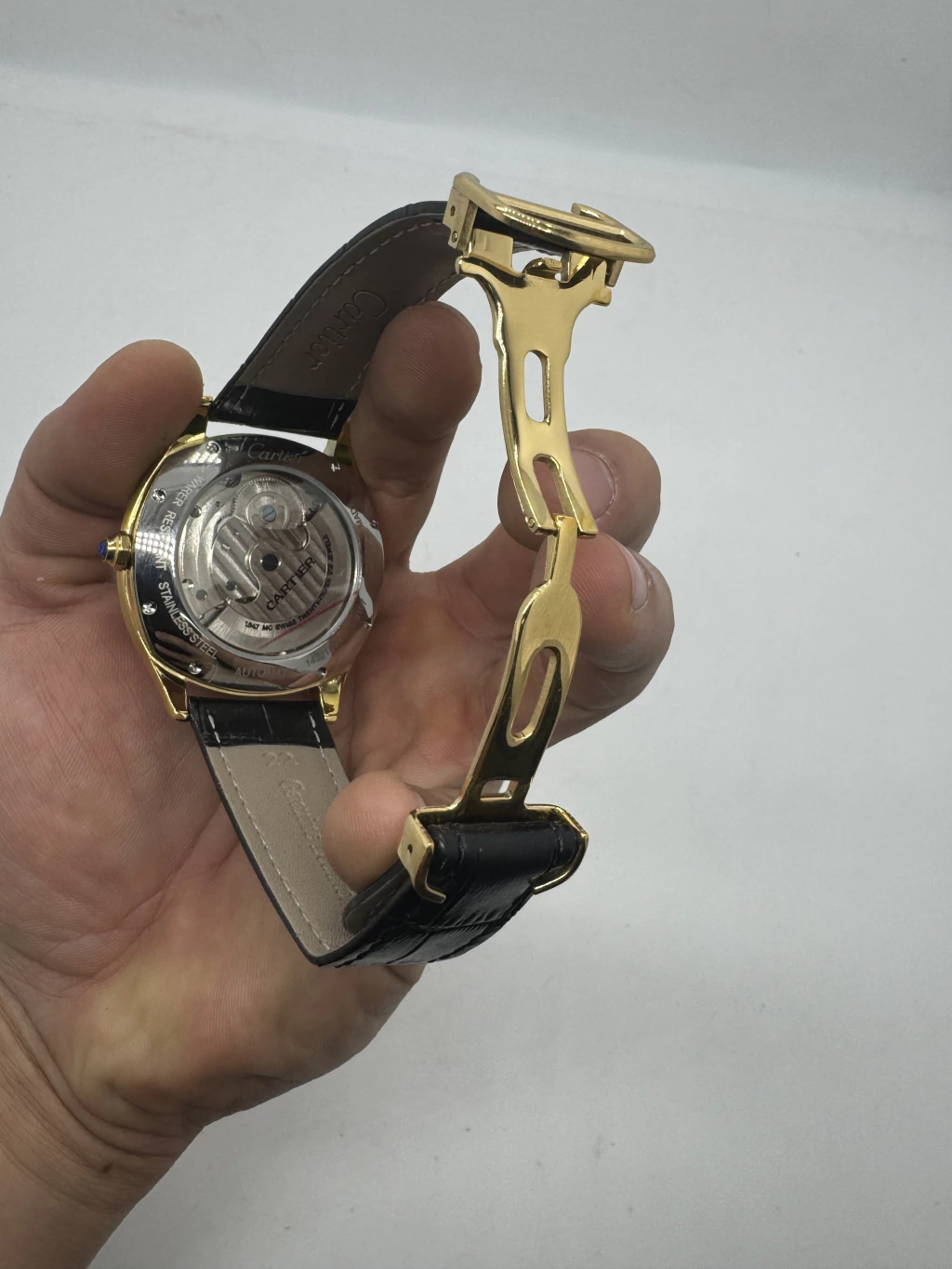 Cartier Tourbillon 44mm - Aço com dourado Mostrador Branco - COURO - Imagem 4