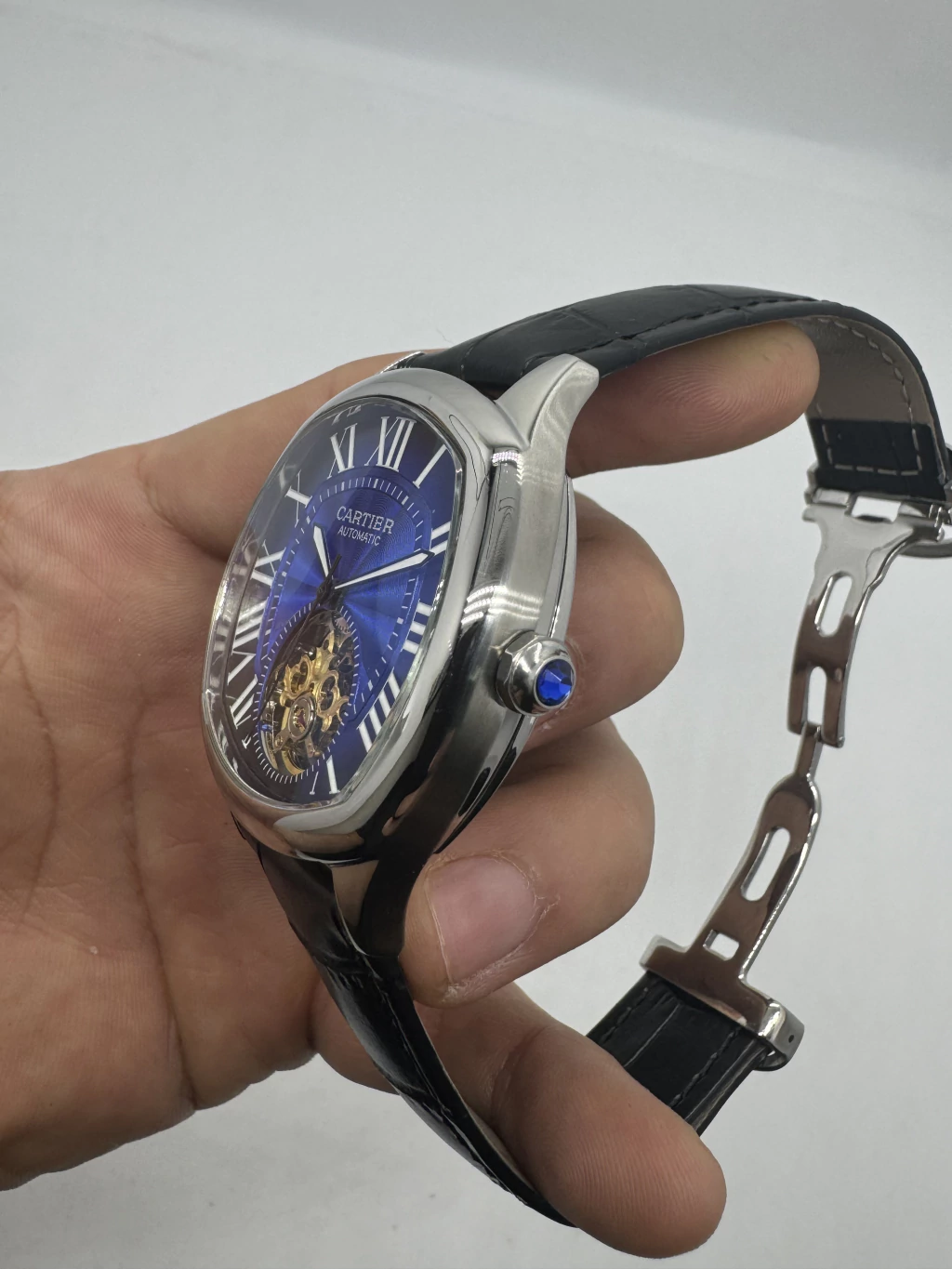 Cartier Tourbillon 44mm - Aço Mostrador Azul - COURO - Imagem 2