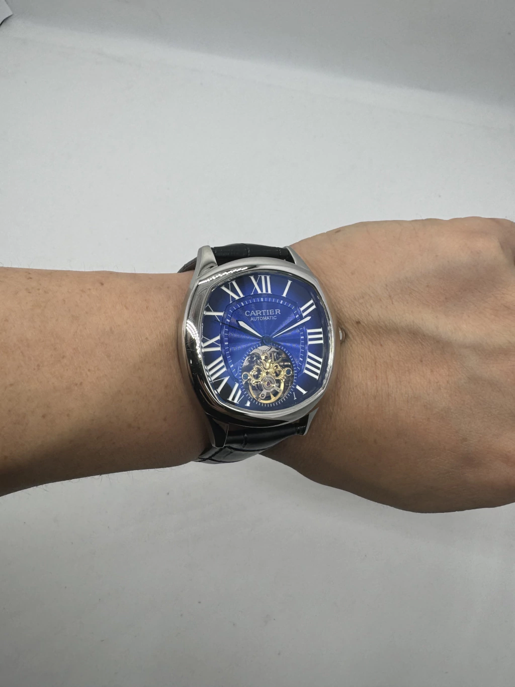Cartier Tourbillon 44mm - Aço Mostrador Azul - COURO - Imagem 4