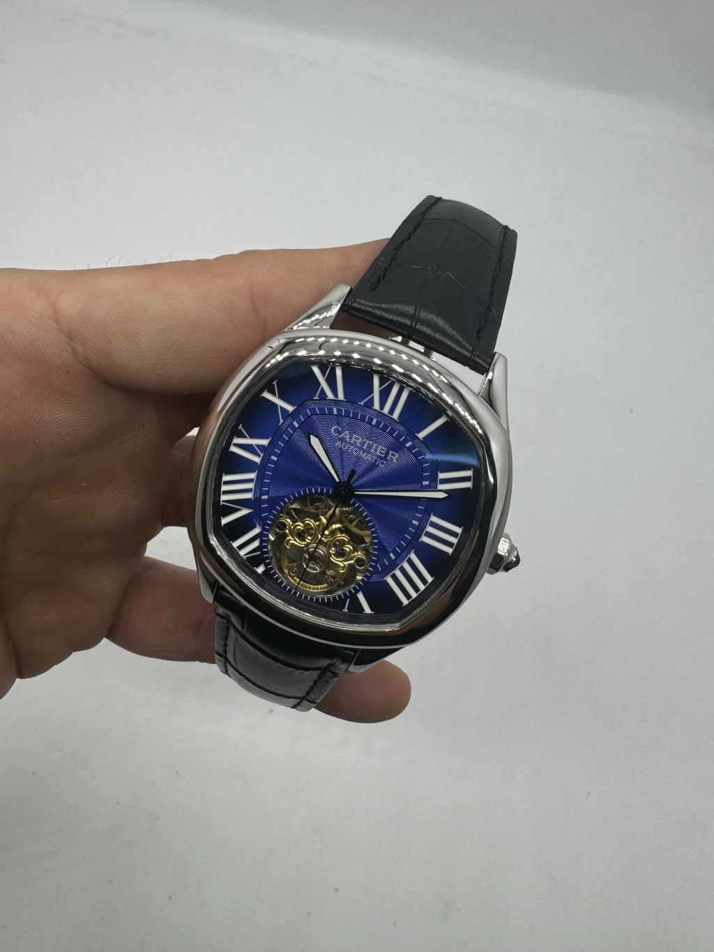 Cartier Tourbillon 44mm - Aço Mostrador Azul - COURO