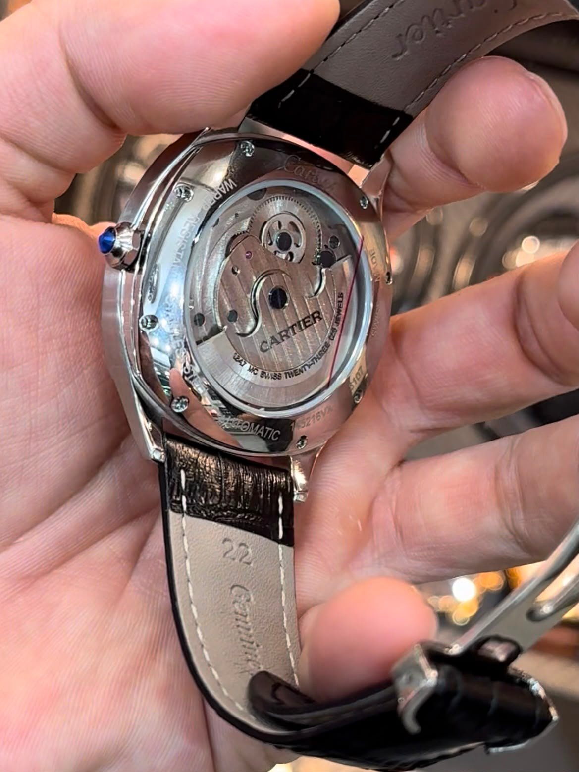 Cartier Tourbillon 44mm - Aço Mostrador Branco - COURO - Imagem 2