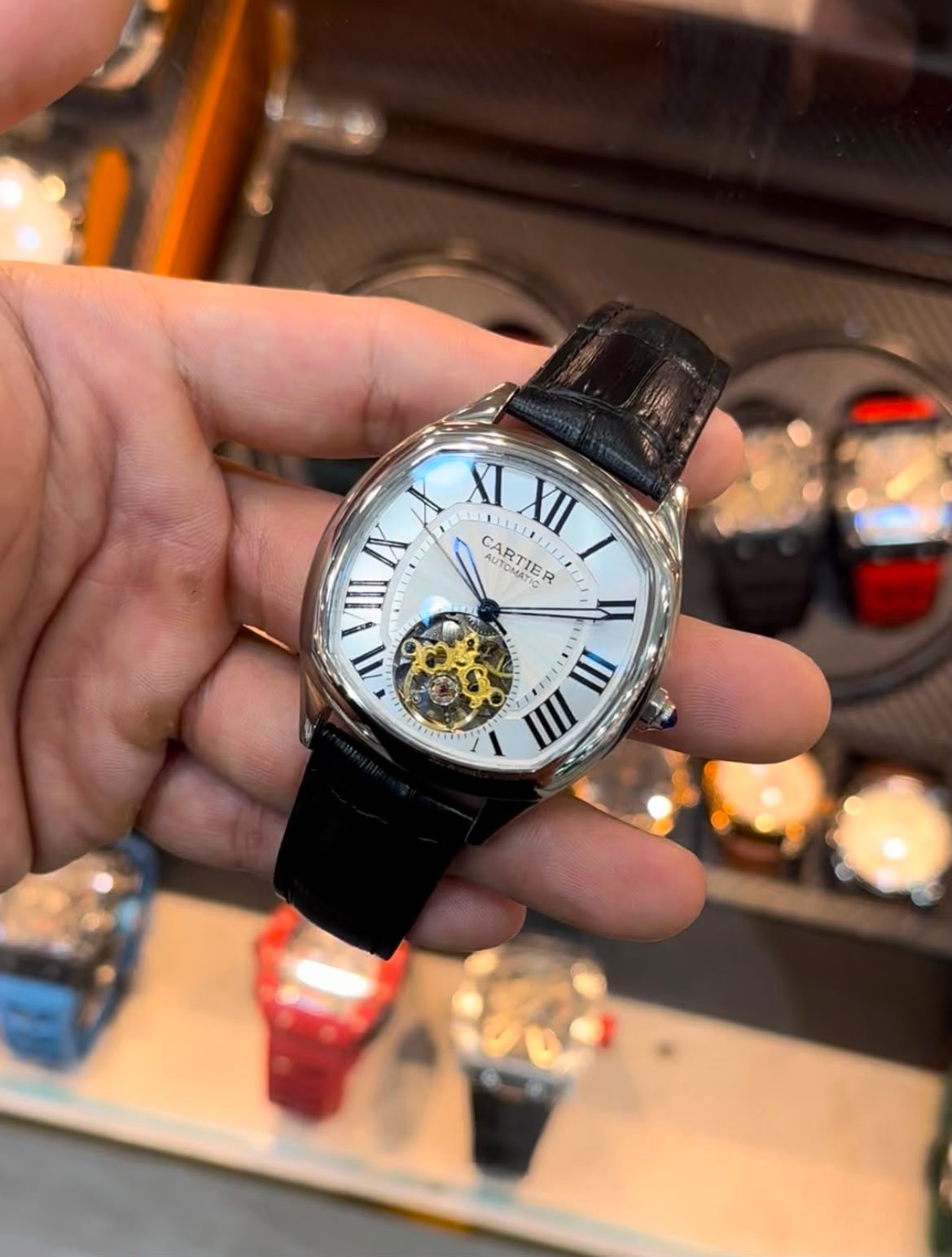 Cartier Tourbillon 44mm - Aço Mostrador Branco - COURO - Imagem 5