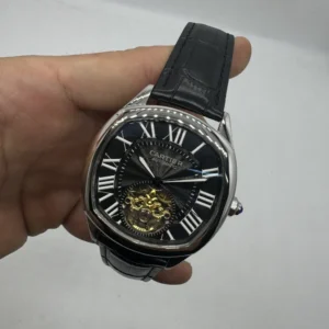 Cartier Tourbillon 44mm - Aço Mostrador Preto - COURO