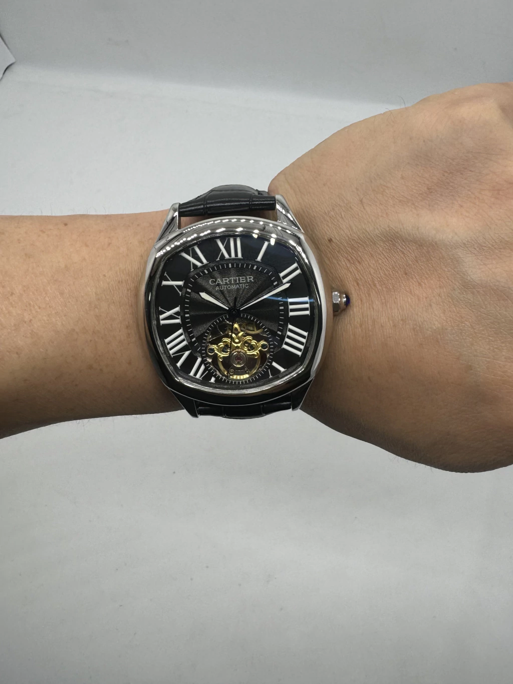 Cartier Tourbillon 44mm - Aço Mostrador Preto - COURO - Imagem 4