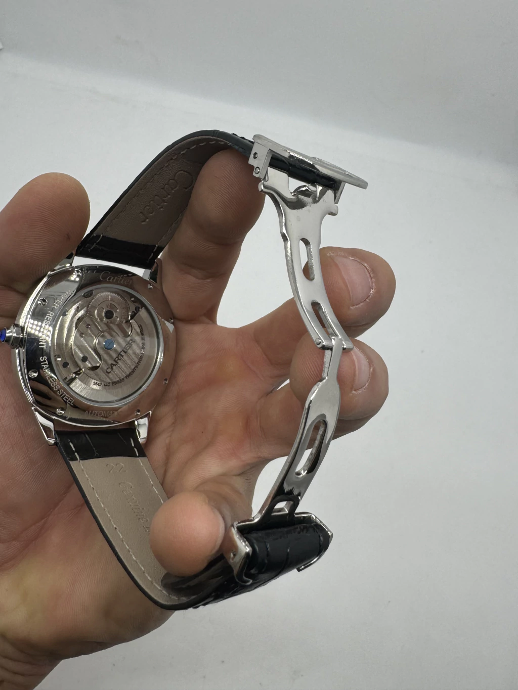Cartier Tourbillon 44mm - Aço Mostrador Preto - COURO - Imagem 5