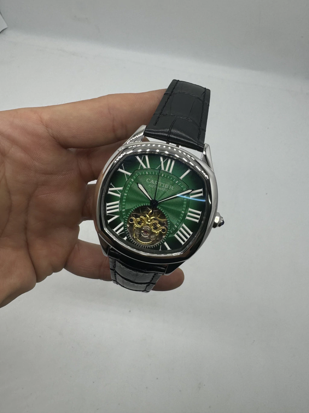 Cartier Tourbillon 44mm - Aço Mostrador Verde - COURO