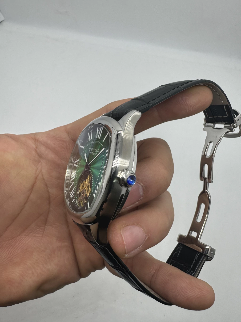 Cartier Tourbillon 44mm - Aço Mostrador Verde - COURO - Imagem 2