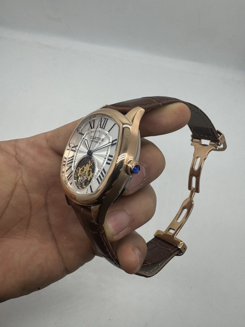 Cartier Tourbillon 44mm - Aço rosé Mostrador Branco - COURO - Imagem 2
