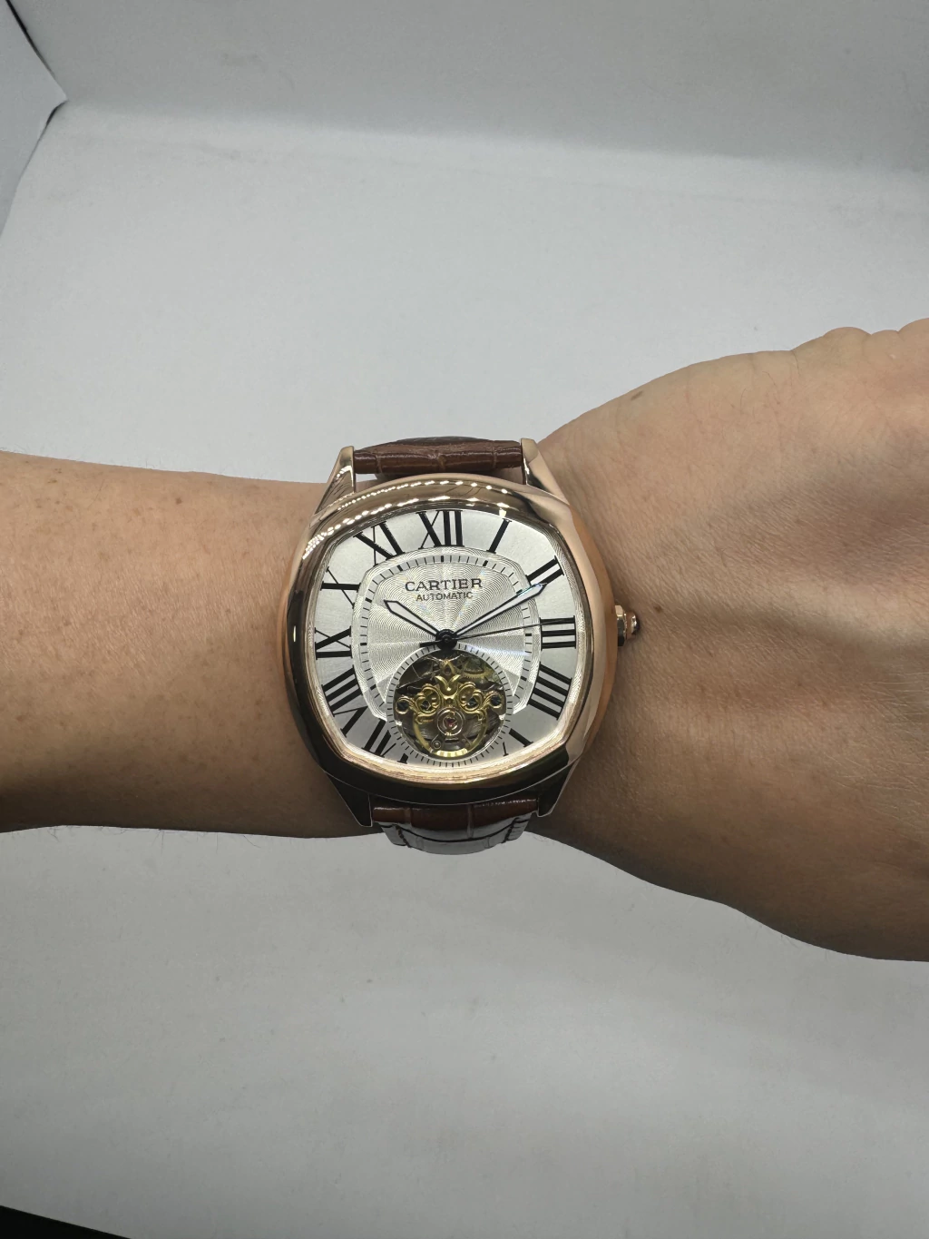 Cartier Tourbillon 44mm - Aço rosé Mostrador Branco - COURO - Imagem 3