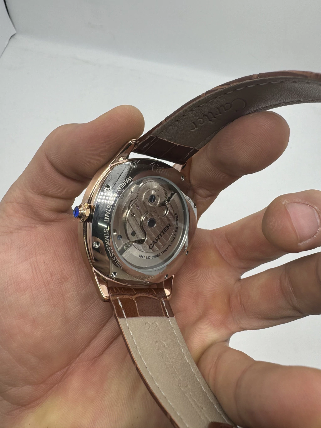 Cartier Tourbillon 44mm - Aço rosé Mostrador Branco - COURO - Imagem 4