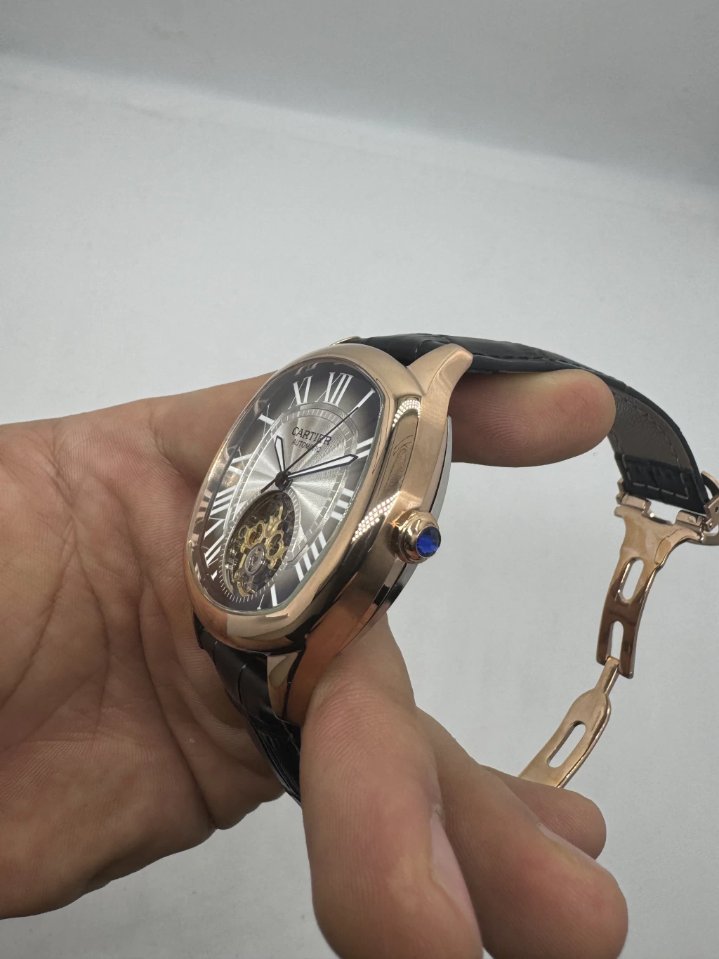 Cartier Tourbillon 44mm - Aço rosé Mostrador Cinza - COURO - Imagem 2