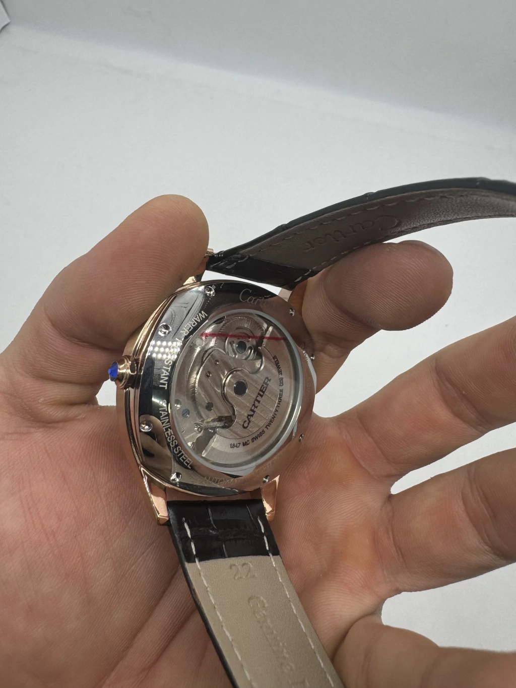 Cartier Tourbillon 44mm - Aço rosé Mostrador Cinza - COURO - Imagem 3