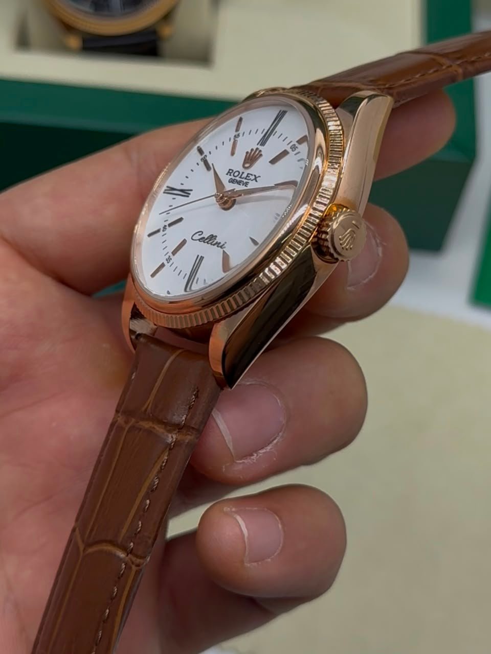 Cellini 40mm - AÇO ROSE MOSTRADOR BRANCO - COURO - Imagem 4