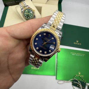 Datejust 32mm - AÇO COM DOURADO MOSTRADOR AZUL
