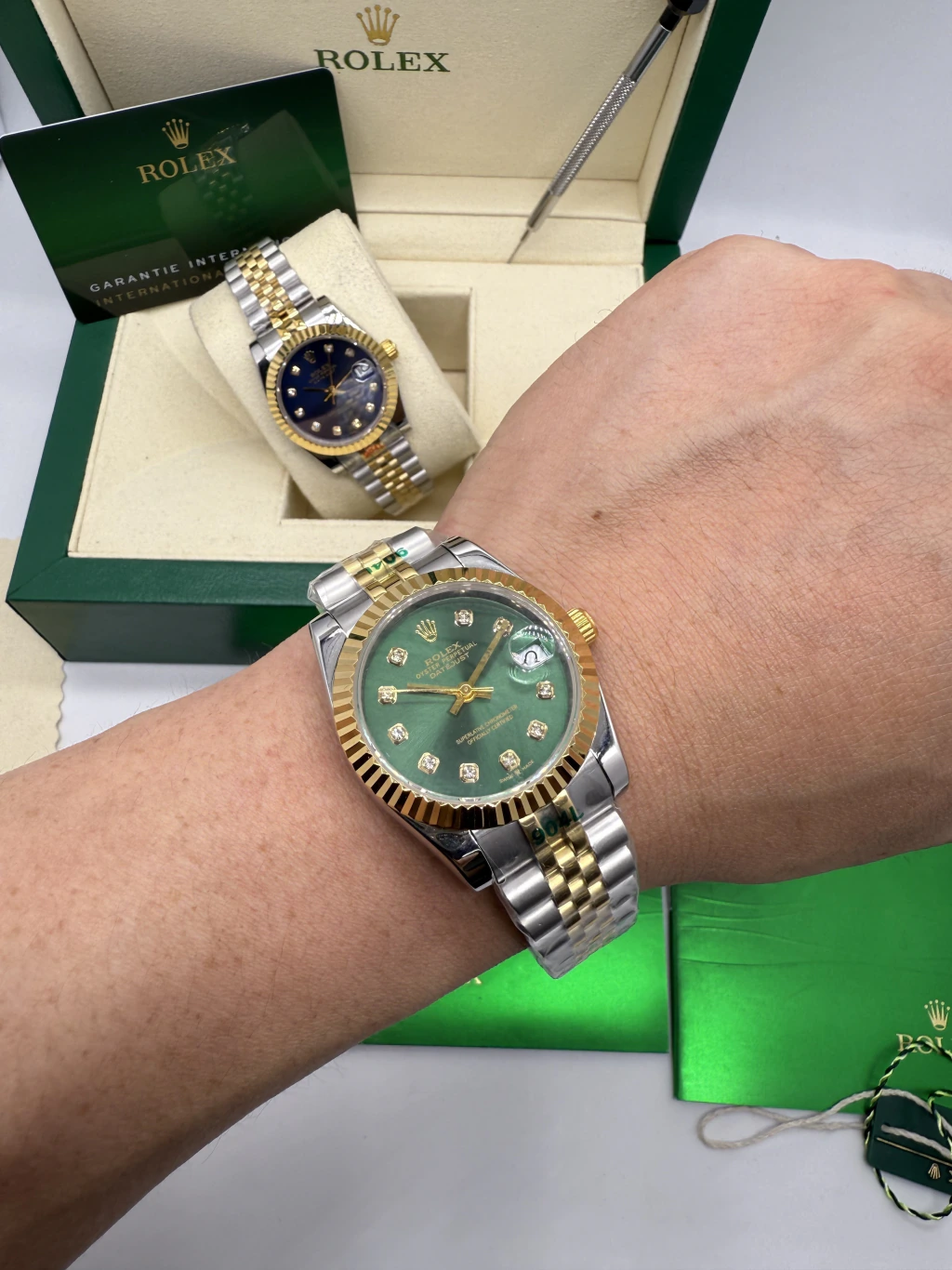 Datejust 32mm - AÇO COM DOURADO MOSTRADOR VERDE - Imagem 3