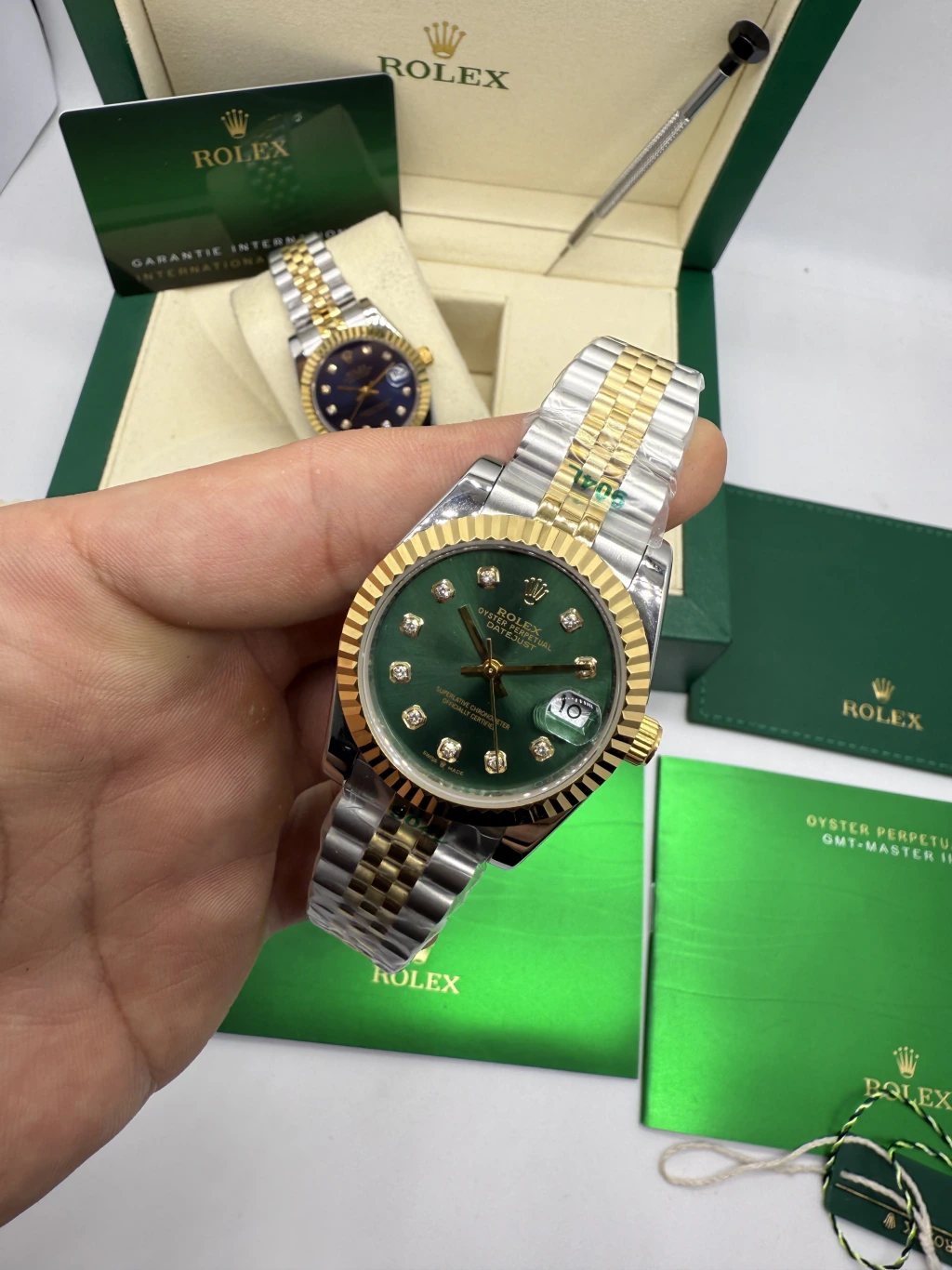Datejust 32mm - AÇO COM DOURADO MOSTRADOR VERDE