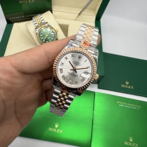 Datejust 32mm - AÇO COM ROSE MOSTRADOR PRATA