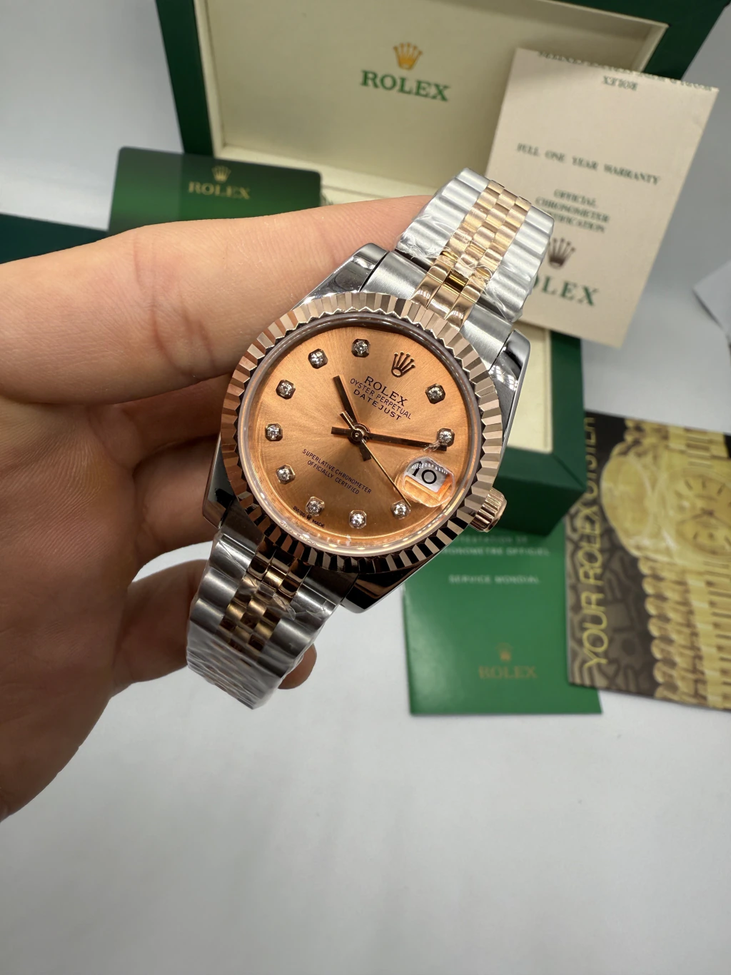 Datejust 32mm - AÇO COM ROSE MOSTRADOR ROSE