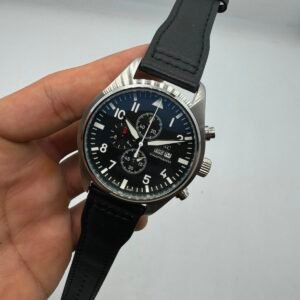 IWC Pilot Chronograph 41mm - Aço Mostrador Preto - COURO