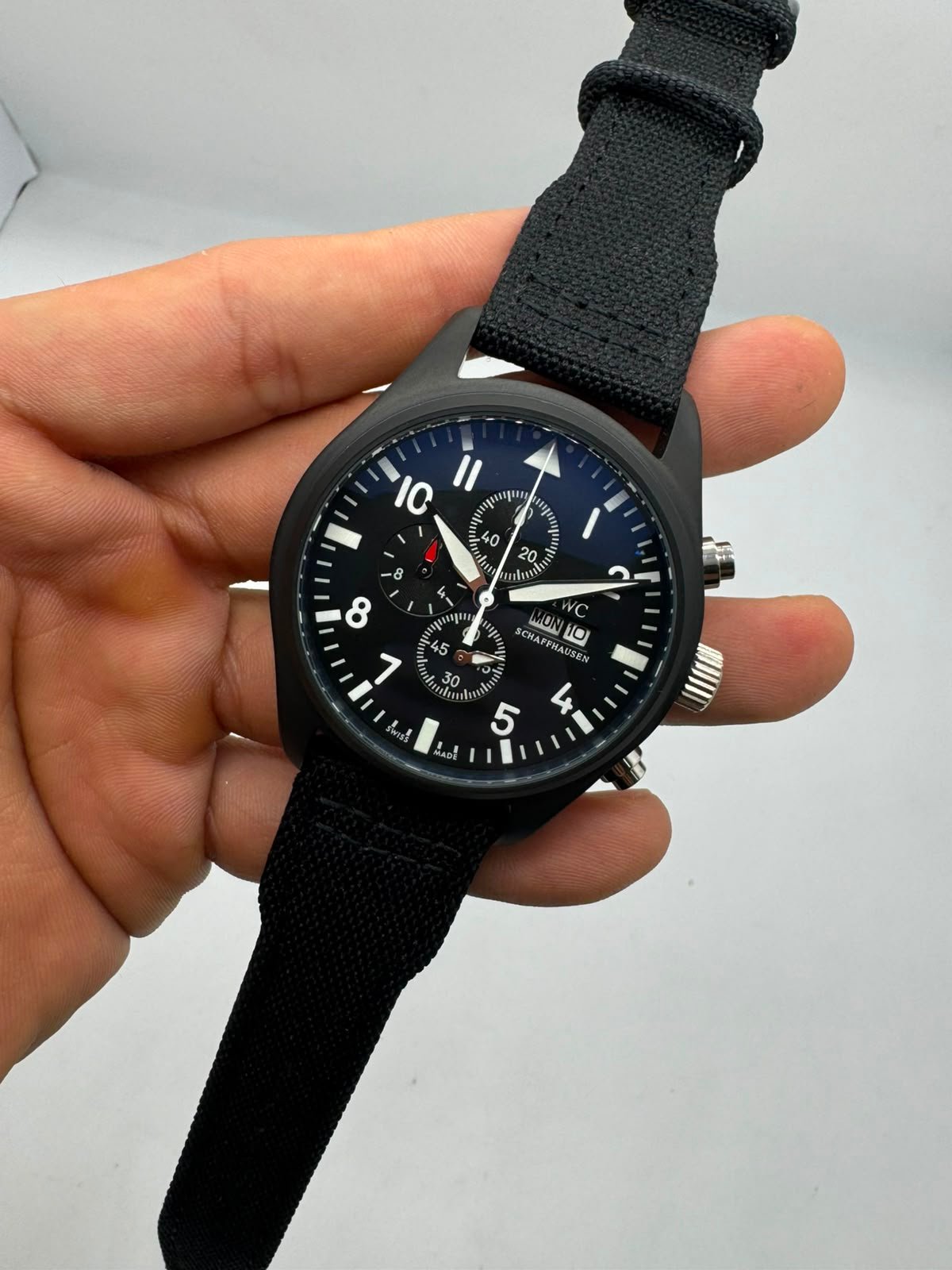 IWC Pilot Chronograph 41mm - Aço black Mostrador Preto - Nylon
